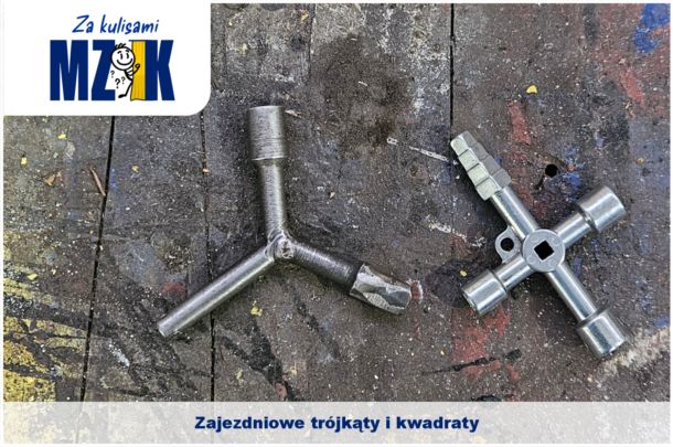 Znak graficzny Za kulisami MZK oraz zdjęcie klucza energetycznego